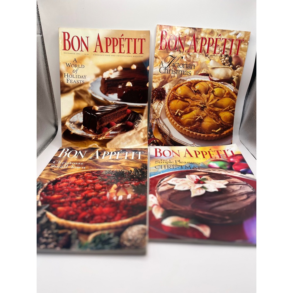 Vintage Bon Appetit Magazine Lot 4 December Holiday Issues 1992 1993 1994 1995